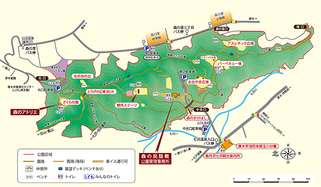 七沢森林公園のマップ